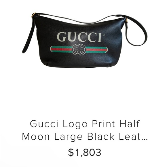 Gucci Logo Print Half
Moon Large Black calf Leather - Picture 3 of 9